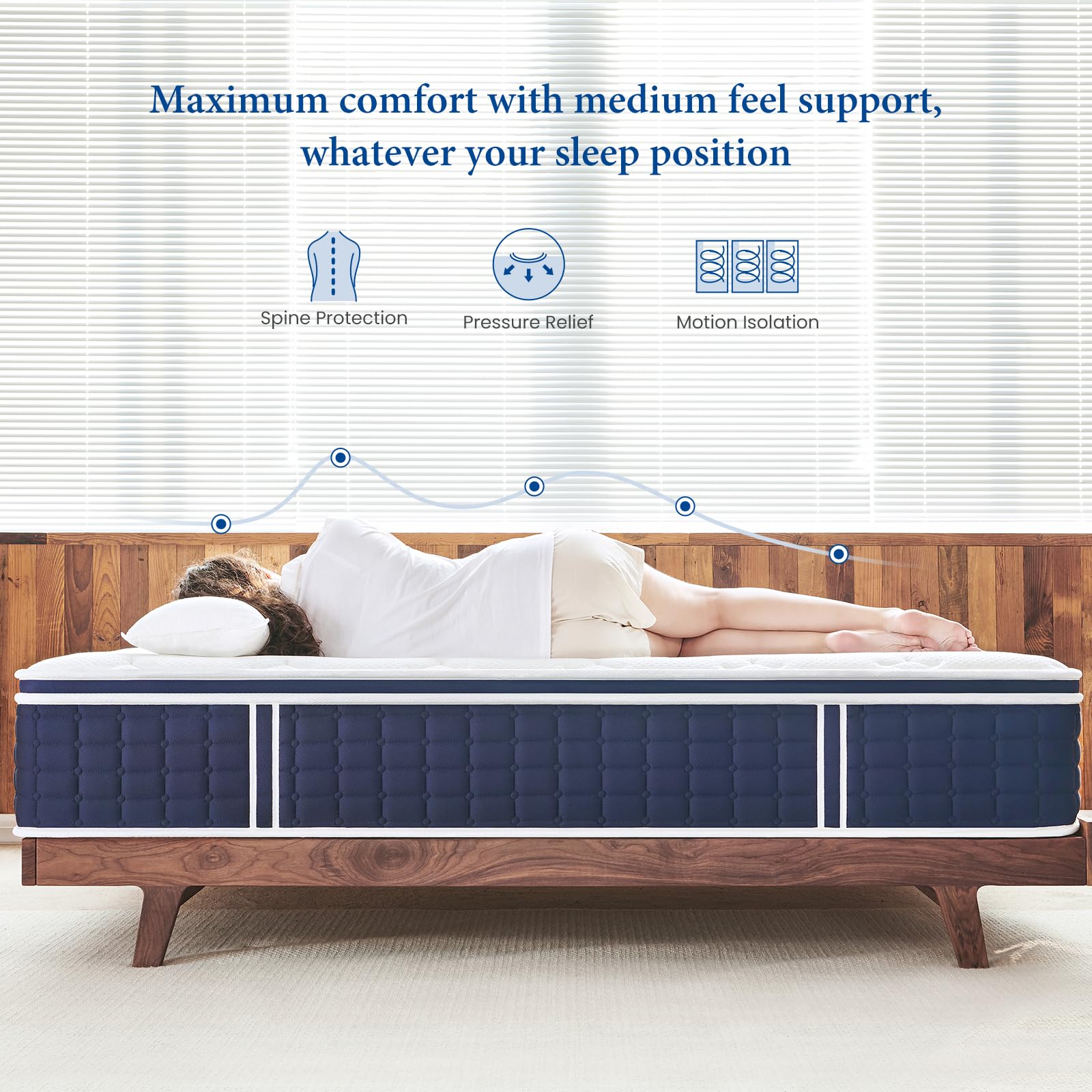 Coolvie Twin Xl Mattress 12 Inch, Medium Firm Xl Twin Mattress In A Box, Hybrid Individual Pocket Springs With Memory Foam, Cool